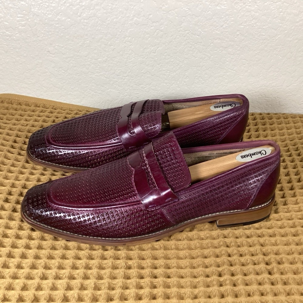 Stacy Adams Winfield Men's Sz 10M Slip On Woven Loafers Shoes Burgundy